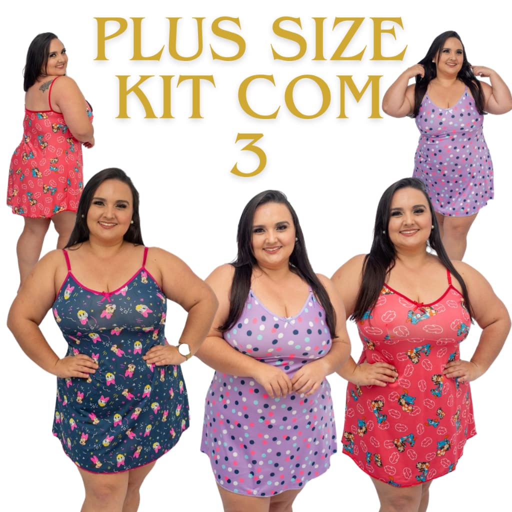 Kit 3 Camisolas Plus Size Feminina Extra Grande Confortável Para Dormir