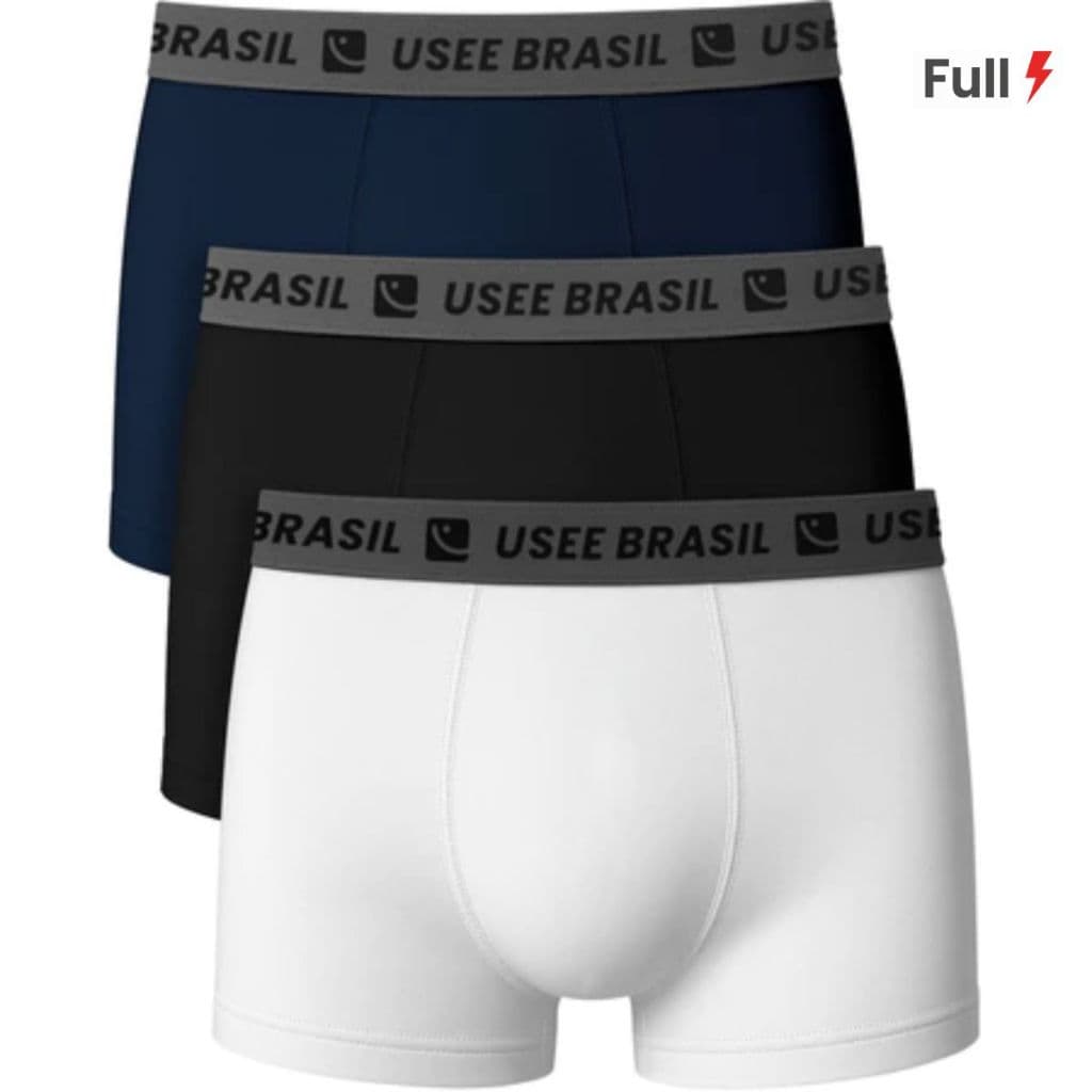 Kit com 3 Cuecas Boxer Algodão Premium Adulto Masculino Original Usee Brasil