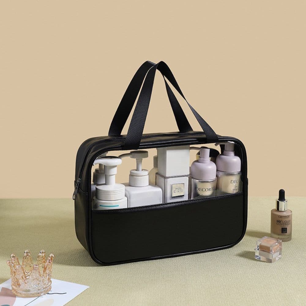 Bolsa Nécessaire Feminina Impermeável Transparente Organizadora À Prova D'Água Média Com Alça