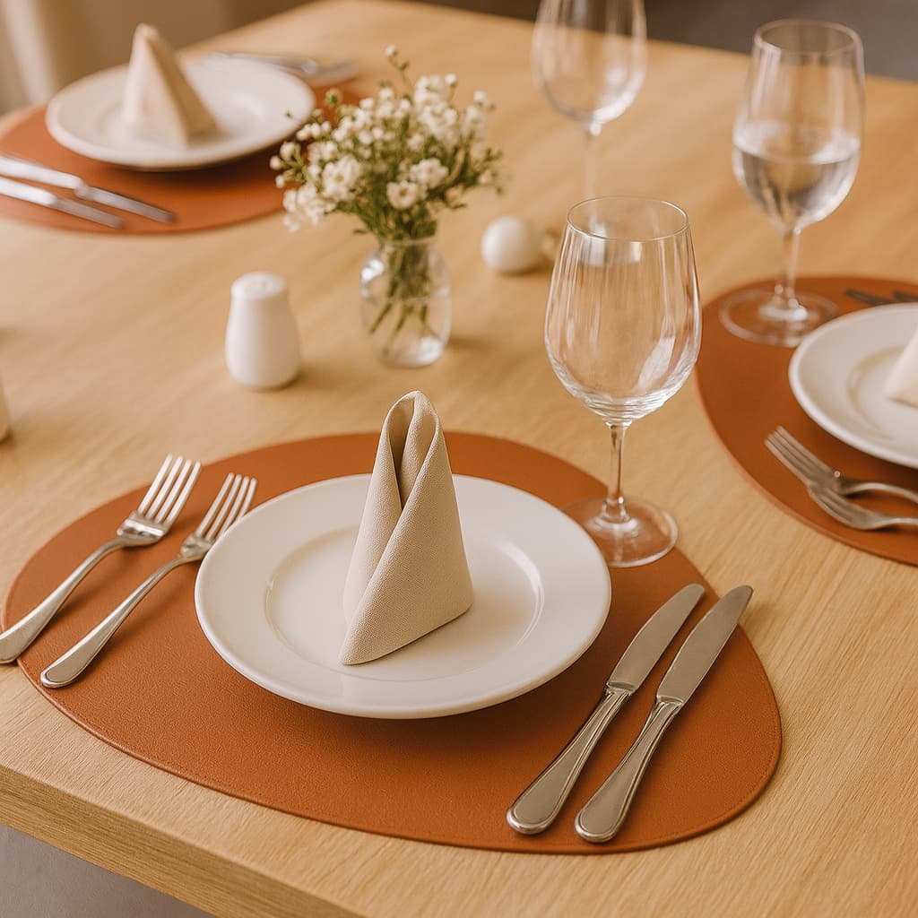 Kit Jogo Americano Couro sintético Mesa Posta Jantar Porta Copos Porta Guardanapo