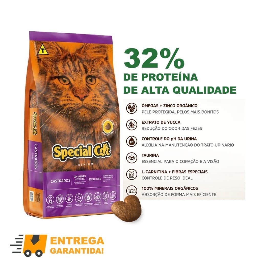 Ração Special Cat Premium Gatos Adultos Castrados 10.1Kg-Envio Rápido