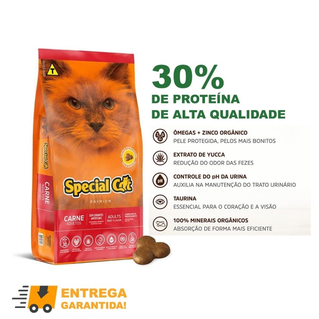 Ração Special Cat Gatos Adultos Premium Sabor Carne 10.1kg-Envio Rápido