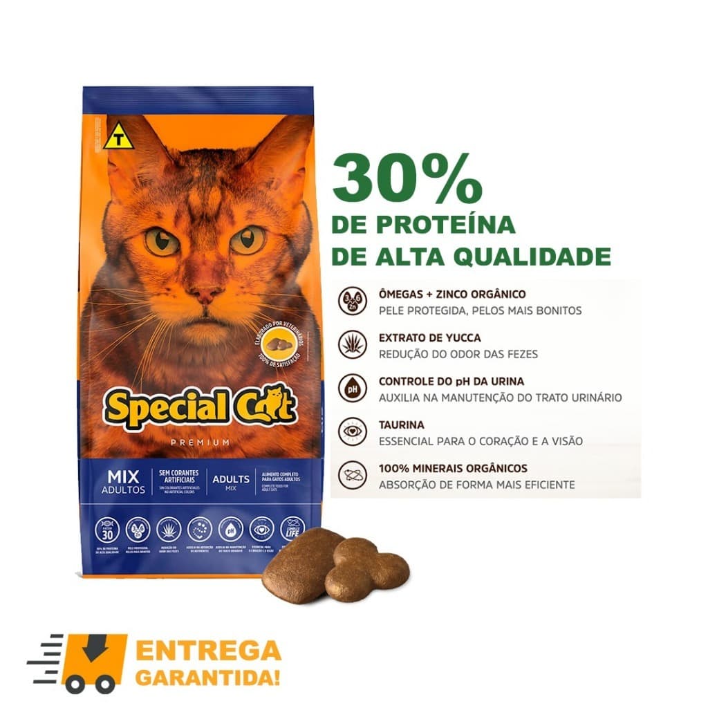Ração Para Gatos Special Cat Sem Corantes Sabores Mix de Carnes 10.1kg-Envio Rápido