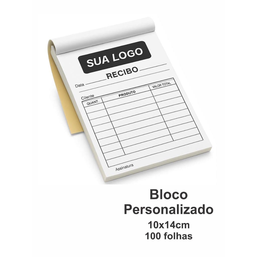 Bloco Personalizado 10x14cm – Bloco 100 Folhas – Comanda / Pedido / Venda / Recibo