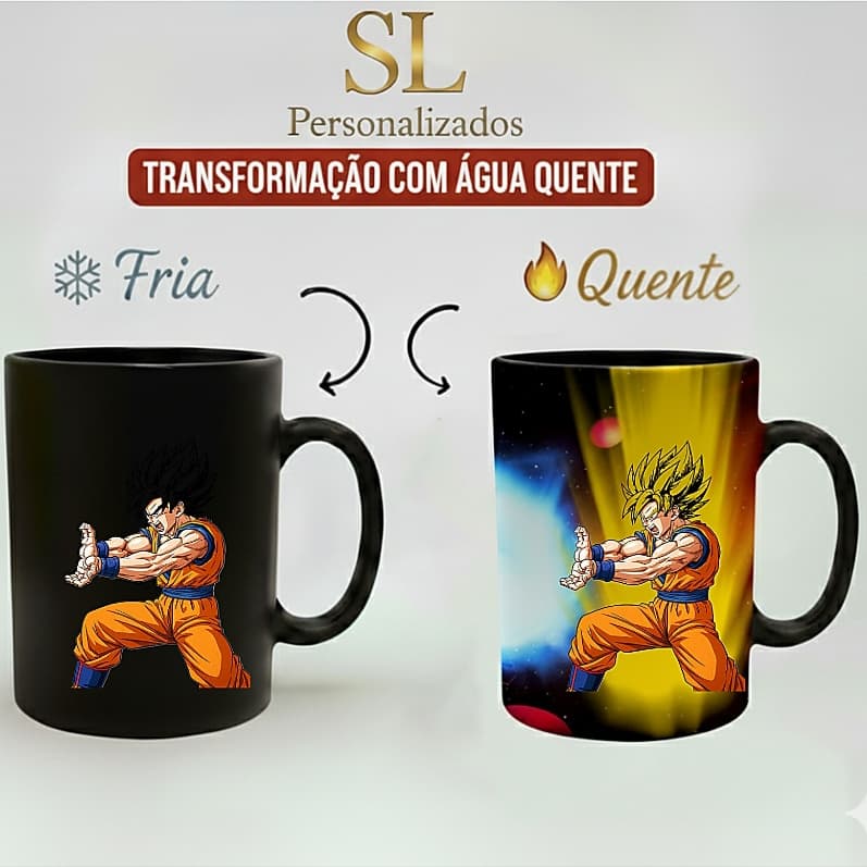 Caneca Magica - Goku Super Saiyajin lançando o Kamehameha