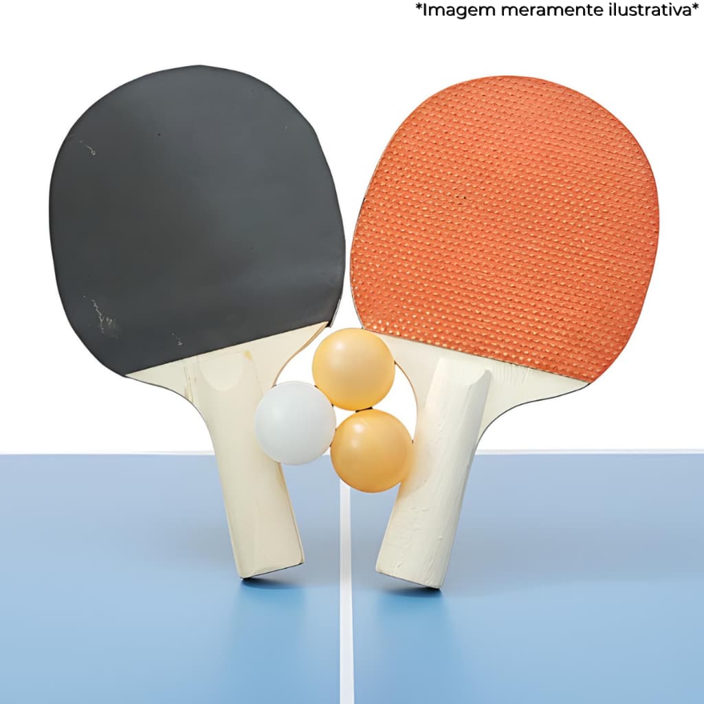 Kit Tênis de Mesa com 2 Raquetes e 3 Bolinhas de Ping Pong Ideal para Jogos e Diversão - Novo Século