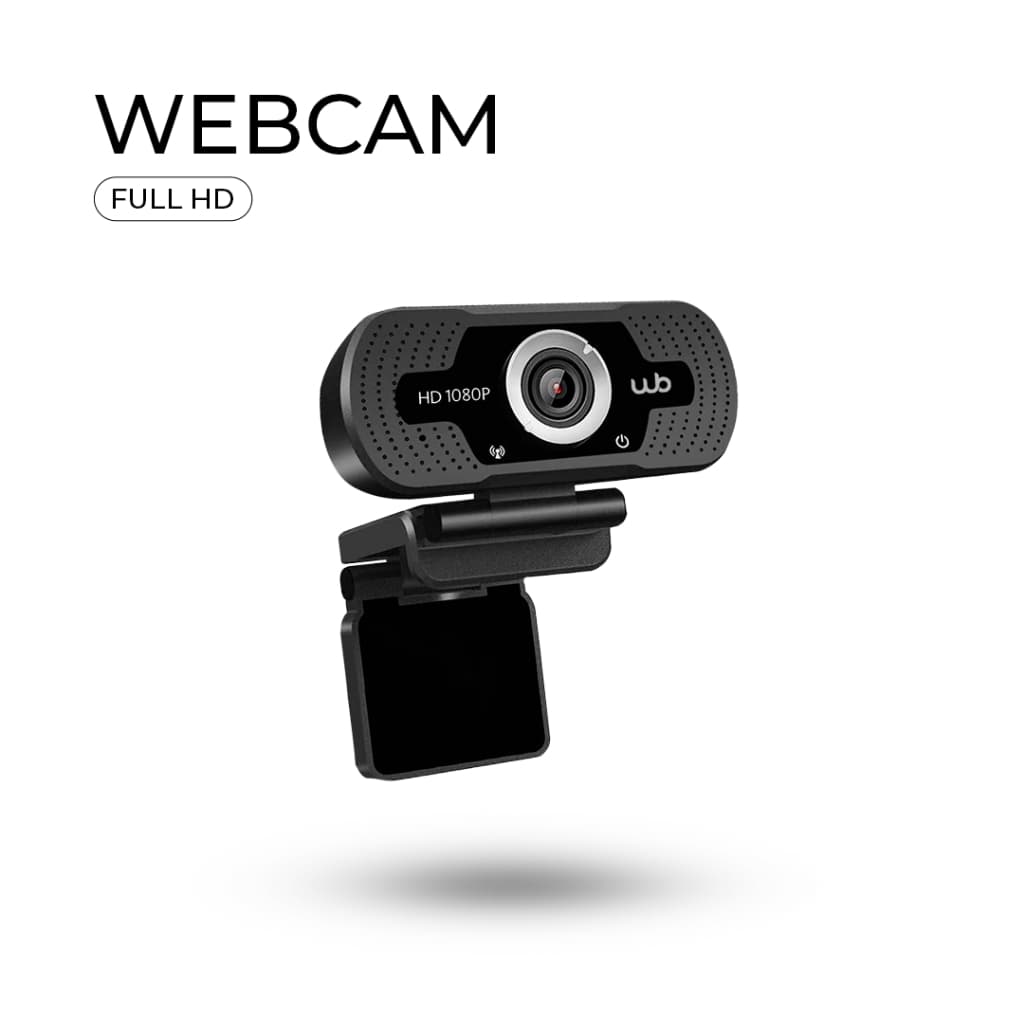 Webcam Full HD 1080P WB Amplo Ângulo 110° Com Tripé Removível Microfone Estéreo Integrado Preto