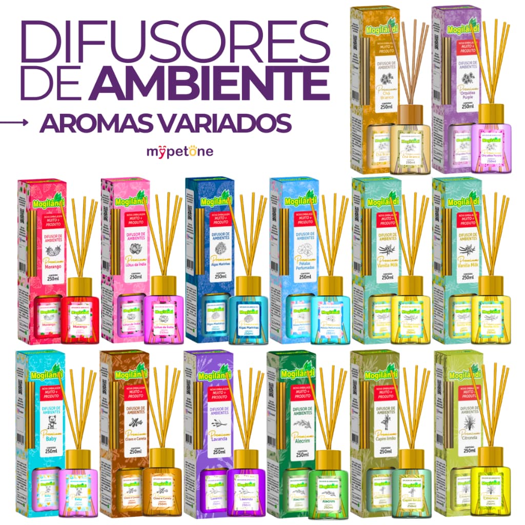 Difusor de Ambientes 250ml Mogilândi Vários Aromas