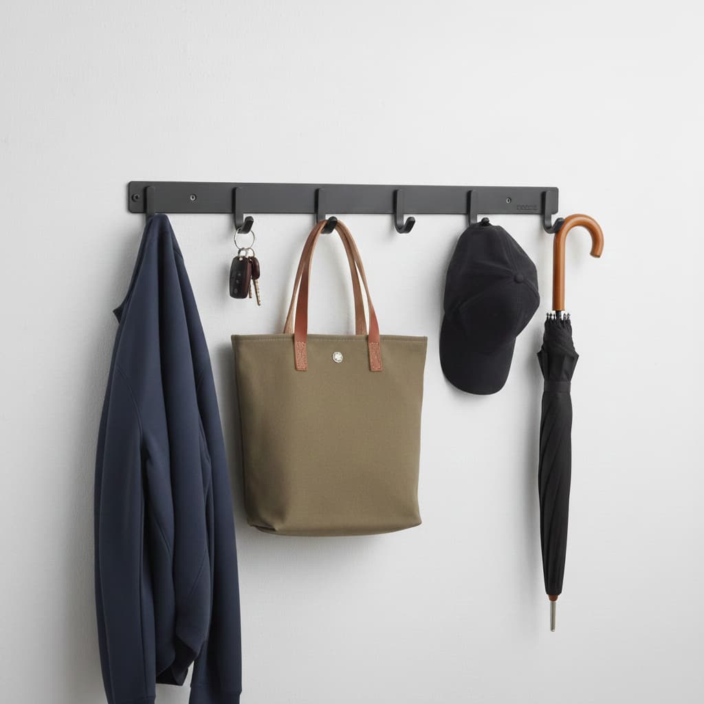 Suporte Gancho Metálico Preto e Aço  Uso Pesado para Garagem Academia Cozinha Parede 1 ou 2 Unidades