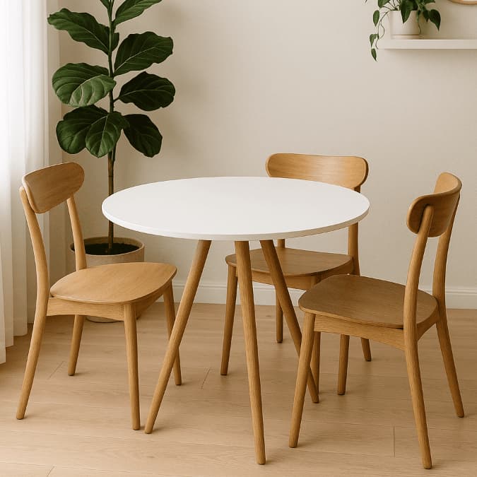 Mesa Tripé Redonda 70cm Pés em madeira para Sala de Jantar/Cozinha Decorativa