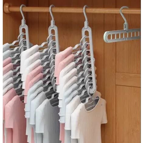 Kit 3 Cabides Mágicos Verticais AmpePlast 10 Furos Reforçados Organizador para Guarda-Roupas Armário