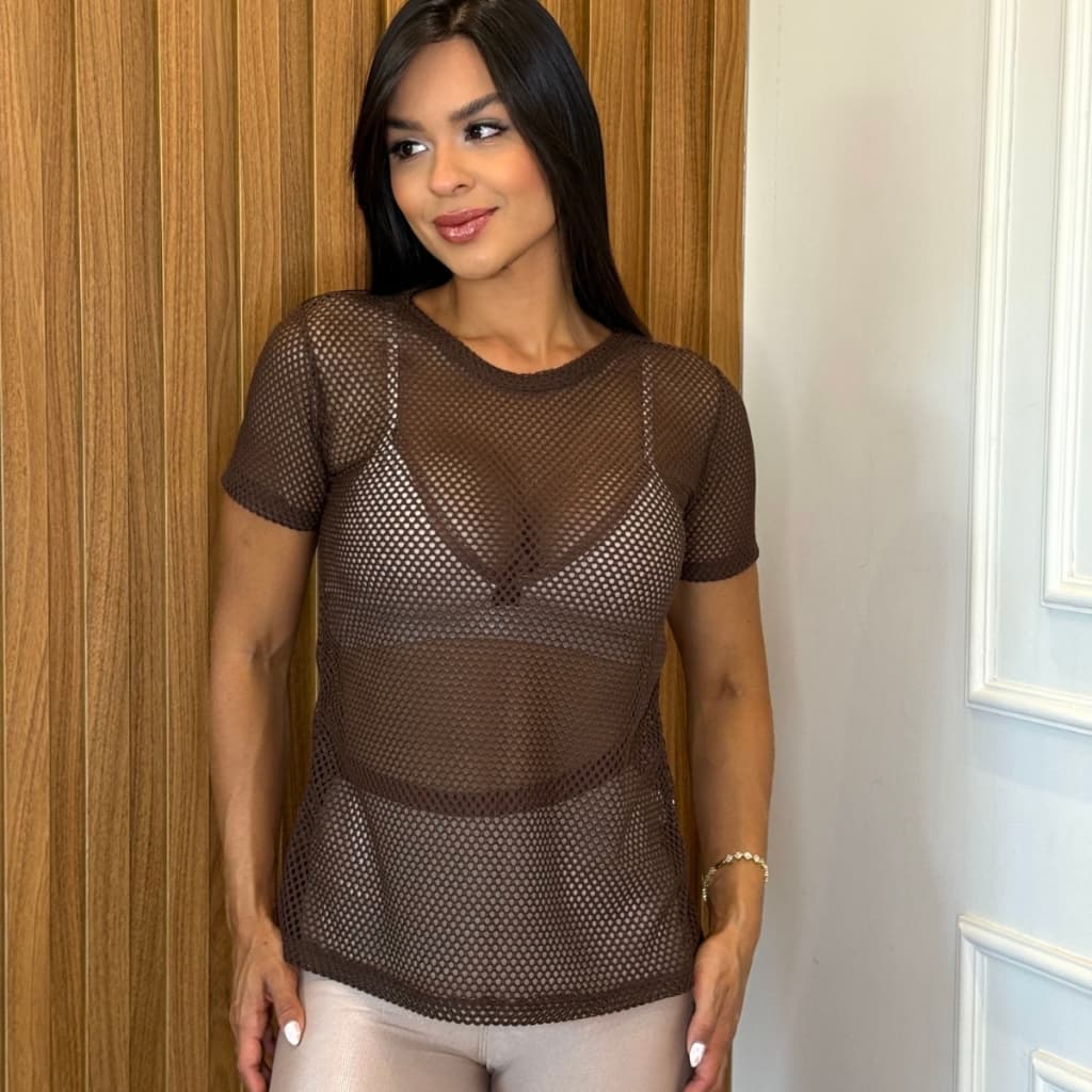 Blusa No Tule Regata Arrastão Para Treino Academia Moda Fitness