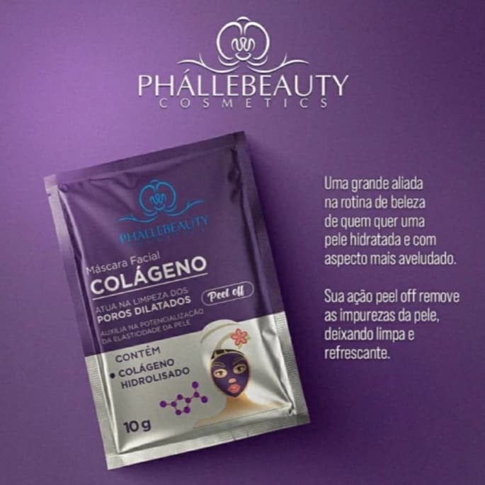 Máscara Facial Colágeno Peel Off Colágeno PhálleBeauty Alta Qualidade Festa das Cores