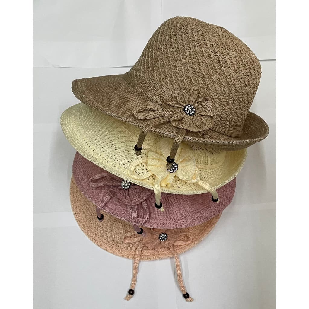 Chapeus De Praia Viseira Palha Laço Flor Sombreiro Feminina Estiloso
