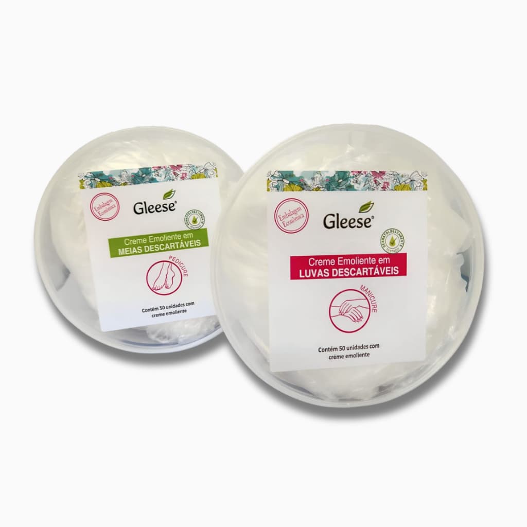 Kit Luvas descartáveis c/ Creme Emoliente 50 un + Meias descartáveis c/ Creme Emoliente 50 un