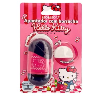 Apontador Com Depósito e Borracha Hello Kitty Leo&Leo Pink/Roxo.