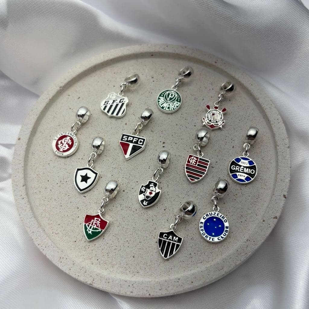Berloques Times de Futebol Banhado a Prata 925