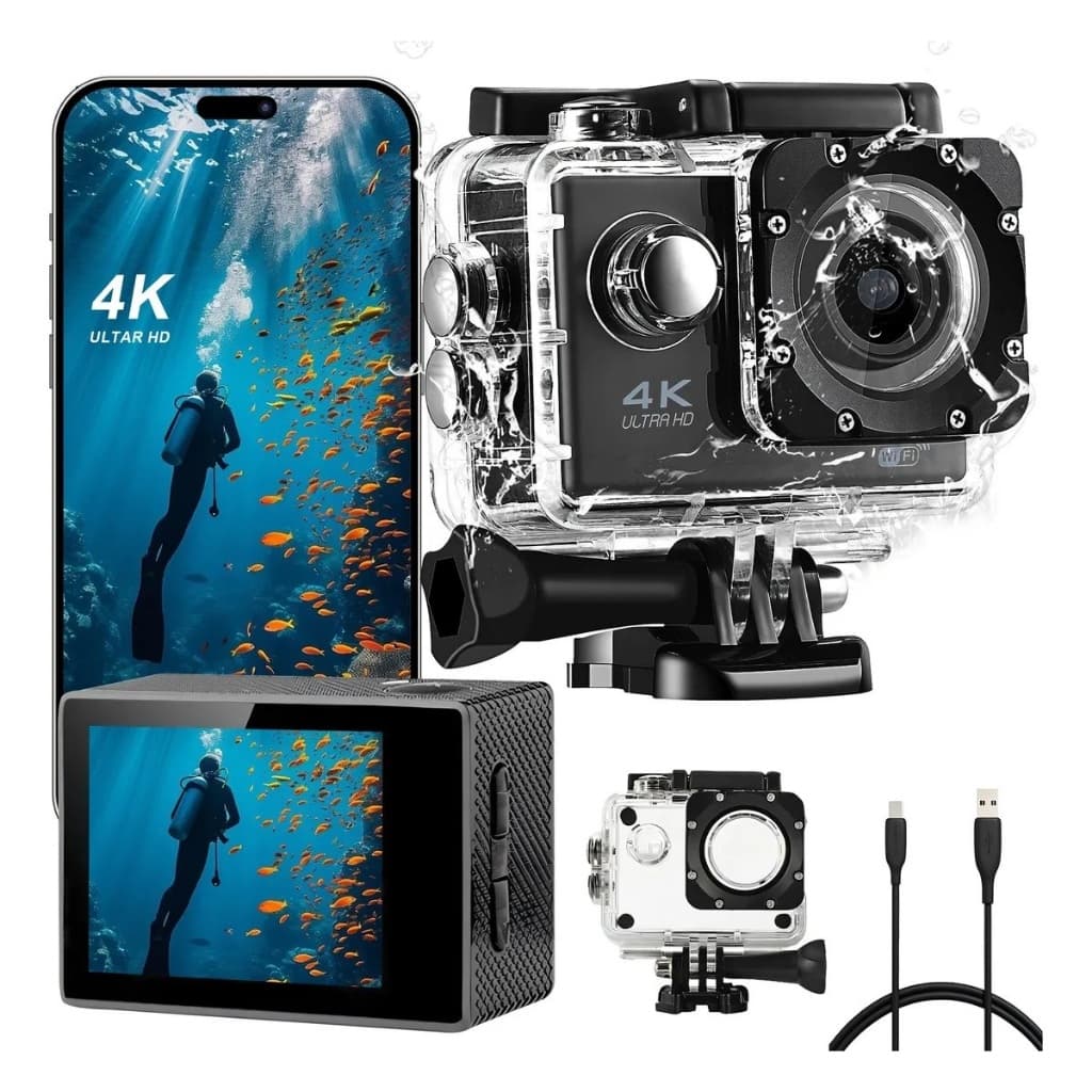 Camera Prova D'agua 4k Ação Sports Filmadora Wifi Full Hd