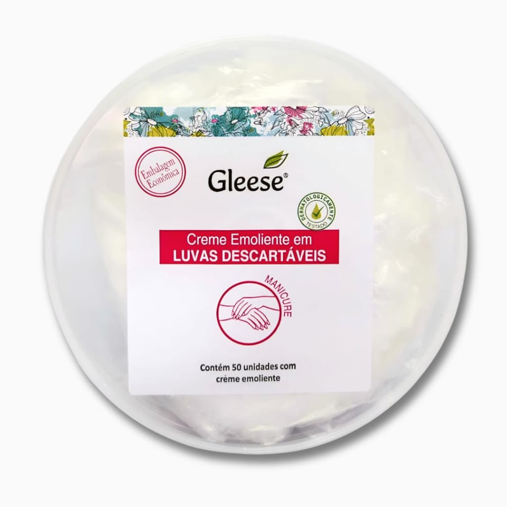 Luvas Descartáveis c/Creme Emoliente em pote c/50 und - Gleese