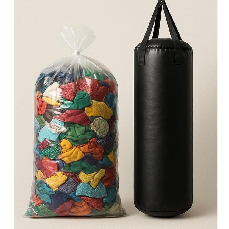 ENCHIMENTO SACO DE BOXE 30KG RETALHOS/RESÍDUOS PARA ENCHIMENTO PARA SACO DE PANCADA/SACO DE BOXE *APENAS O ENCHIMENTO*