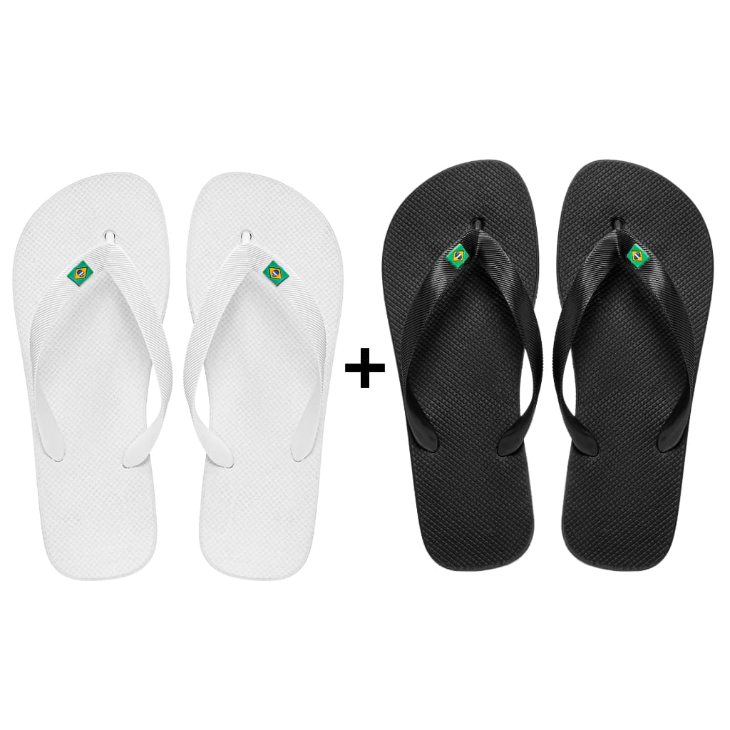 Kit Chinelo Masculino Feminino Branco Brasil Preto