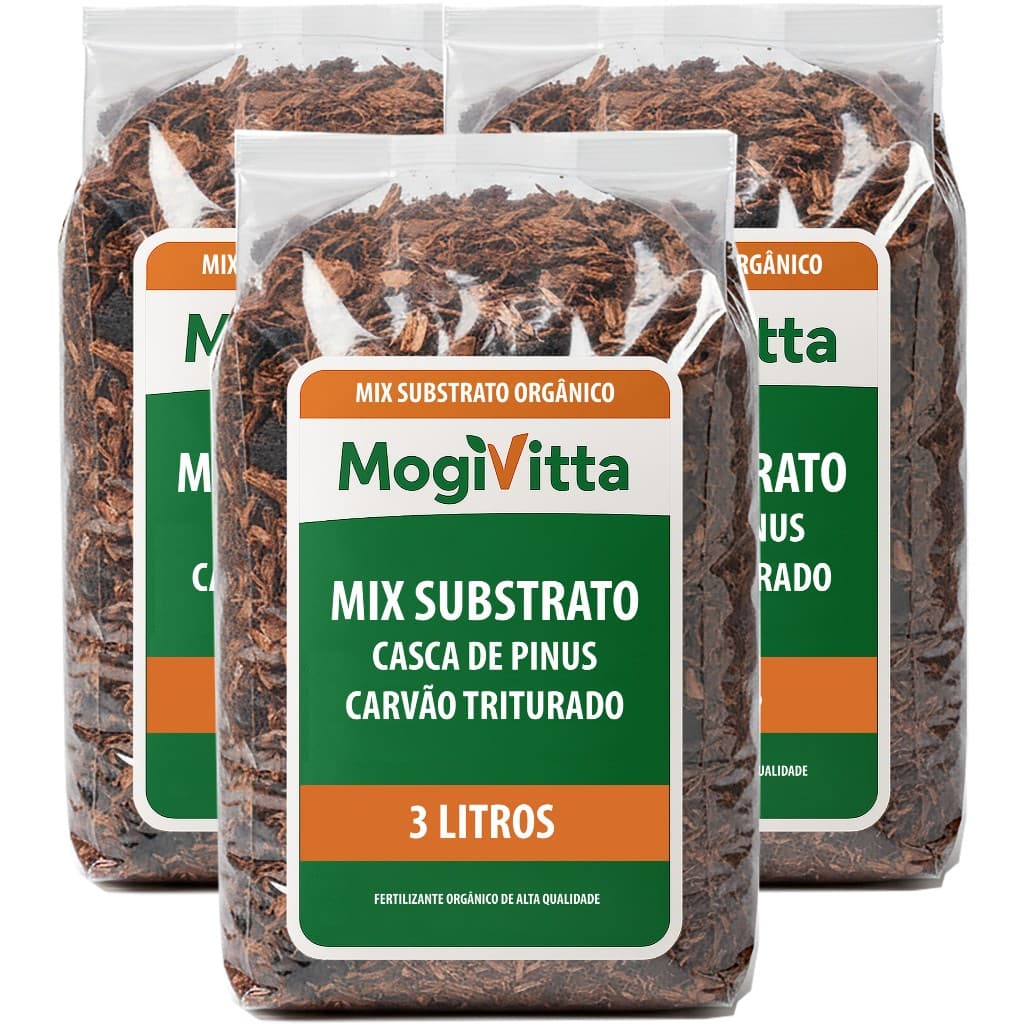 Mix Substrato Orgânico 100% Natural Arejado de Carvão Vegetal E Casca De Pinus p/ Orquídeas