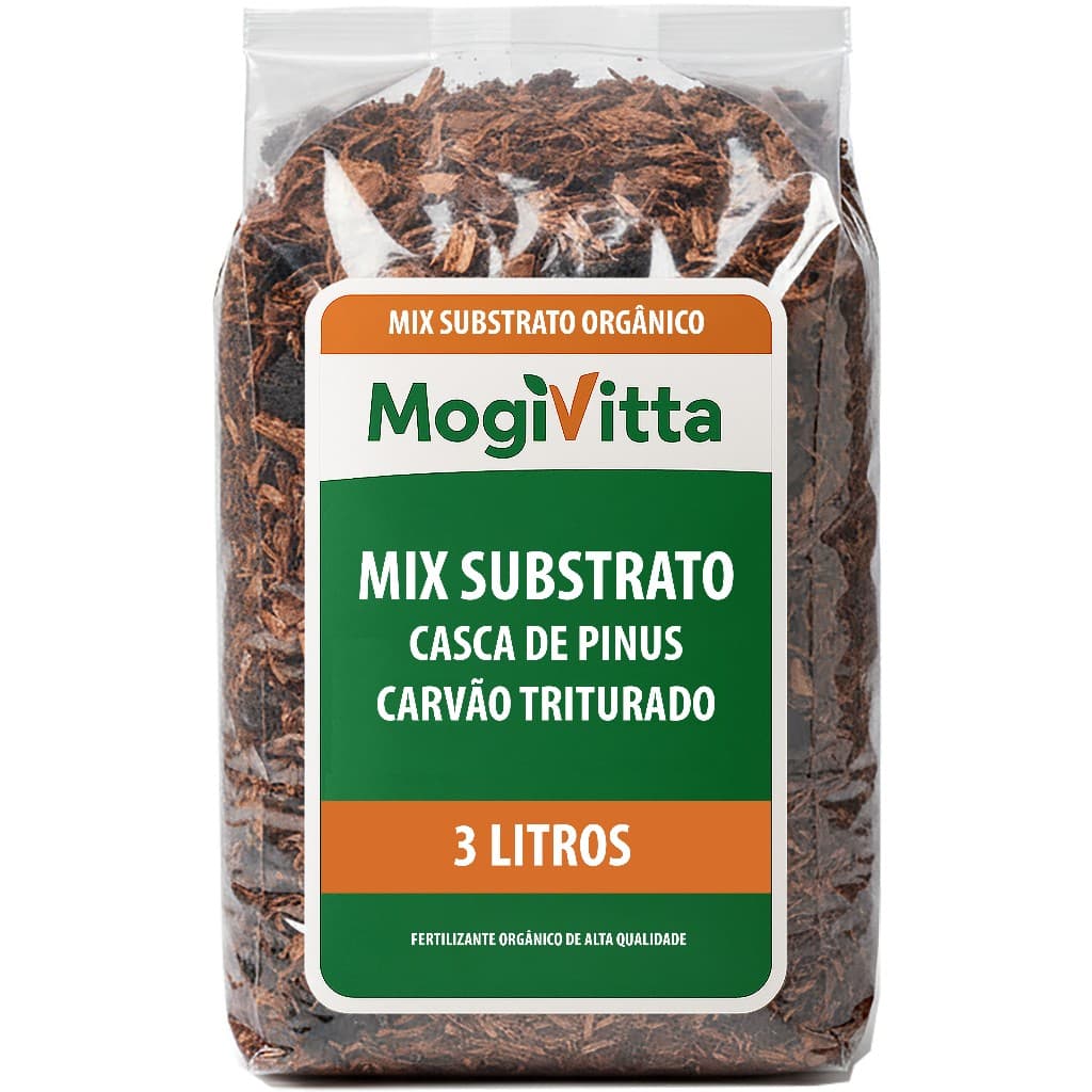 Mix Substrato Orgânico - Casca De Pinus e Carvão Triturado - Vasos Plantas Orquídeas Samambaias