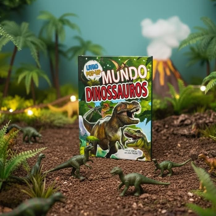 Livro Pop Up em 3D Mundo dos Dinossauros Diversão Infantil
