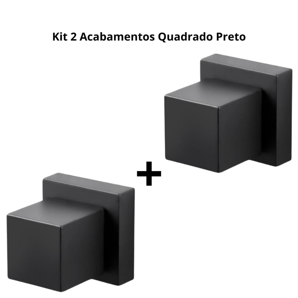 KIT 2 Acabamento Quadrado Para Registro Chuveiro Pressão Gaveta 1/2 e 3/4 ABS Preto Padrão Deca