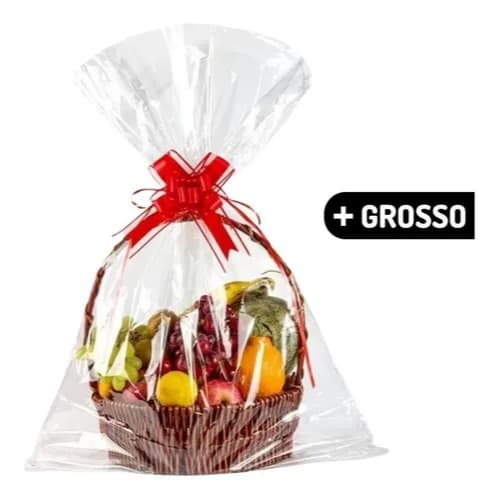 Saco Grosso Transparente 60x75 Para Cestas Caixas Presentes Cromus