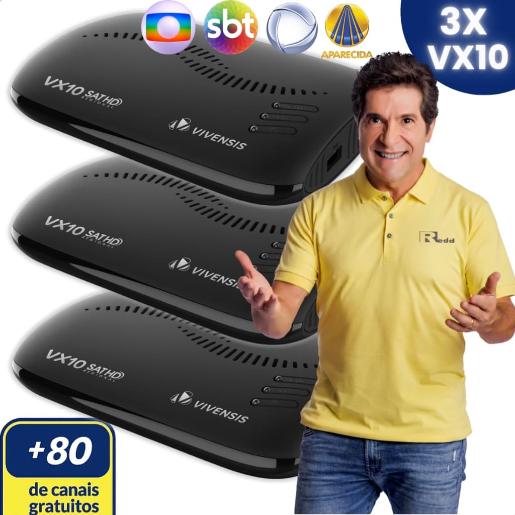 Kit 3 Receptor Vivensis VX10 Sathd Regional Para Nova Parabólica Digital Oi Sky Claro
