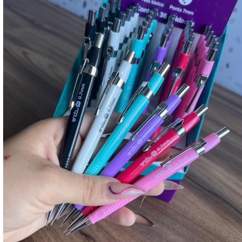 Lapiseira Técnica 0.7 Com Borracha Onda Pro 6 Opções de Cores Escolar