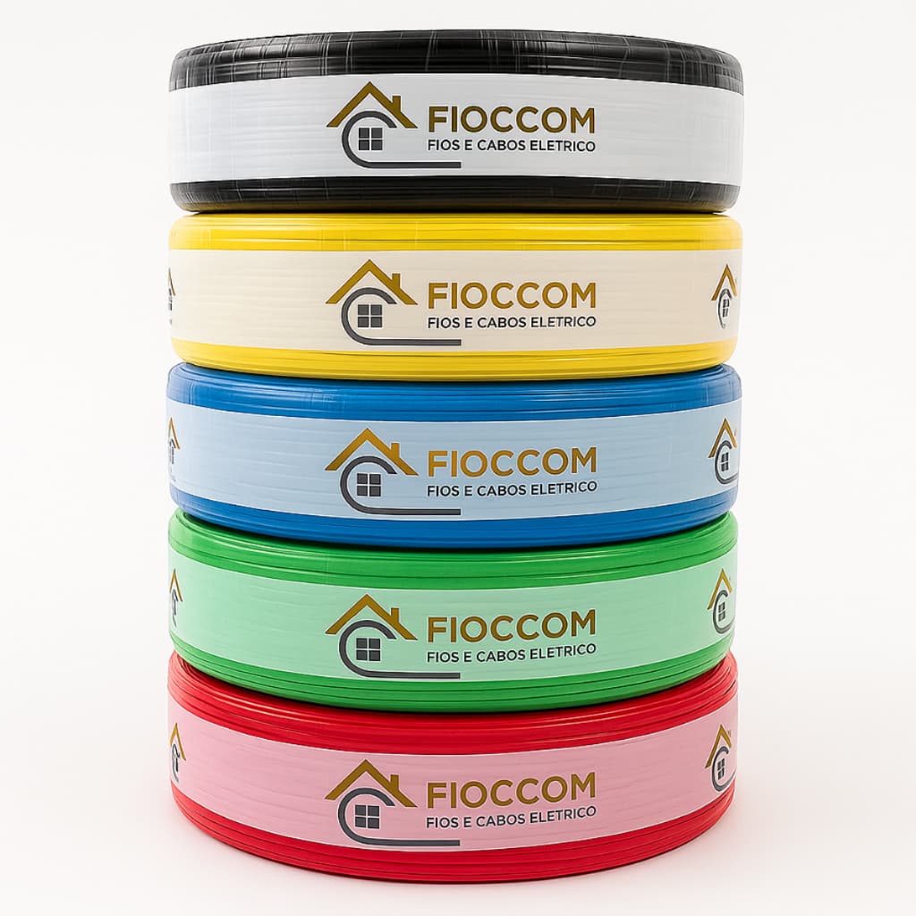 Fio Elétrico 6mm FIOCCOM Cabo Flexível Rolo com 100 Metros