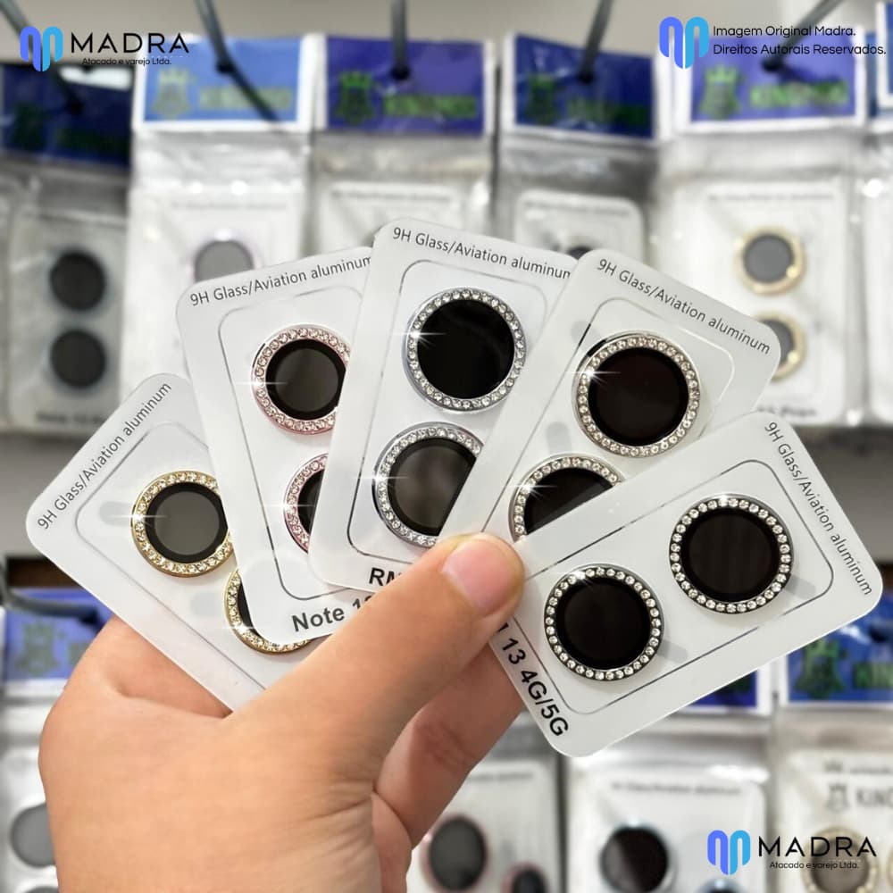 Kit Película Câmera Diamante Strass XIAOMI NOTE 13 4G / NOTE 13 PRO 4G / NOTE 13 PRO PLUS / REDMI 13 / REDMI 13 C