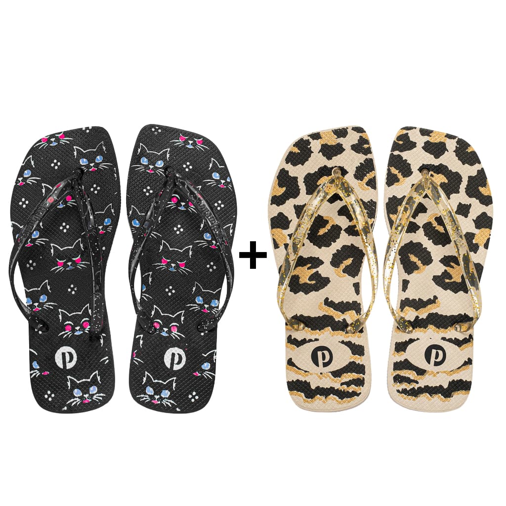 Kit Chinelo Feminino Animal Print Confortável Leve Macio