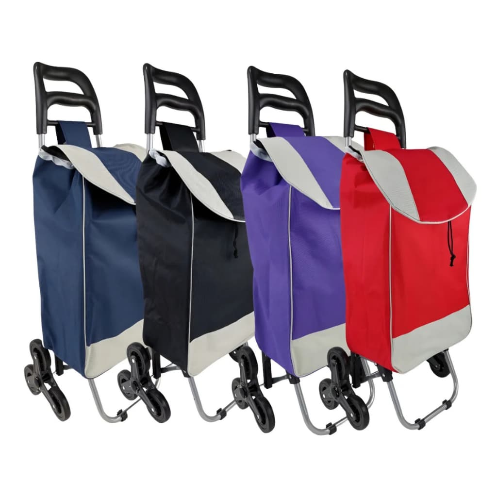 Carrinho De Feira Compras 6 Rodas Sobe Escada 30 Kg Dobrável Multiuso Portátil Reforçado Aço Resistente Espaçoso