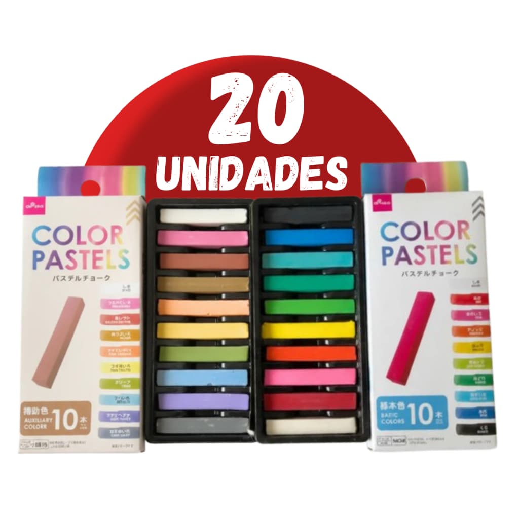 Giz Pastel Seco até 20 Cores Florescente Colorir e Desenhar Aquarela Biscut Pintar Cabelo