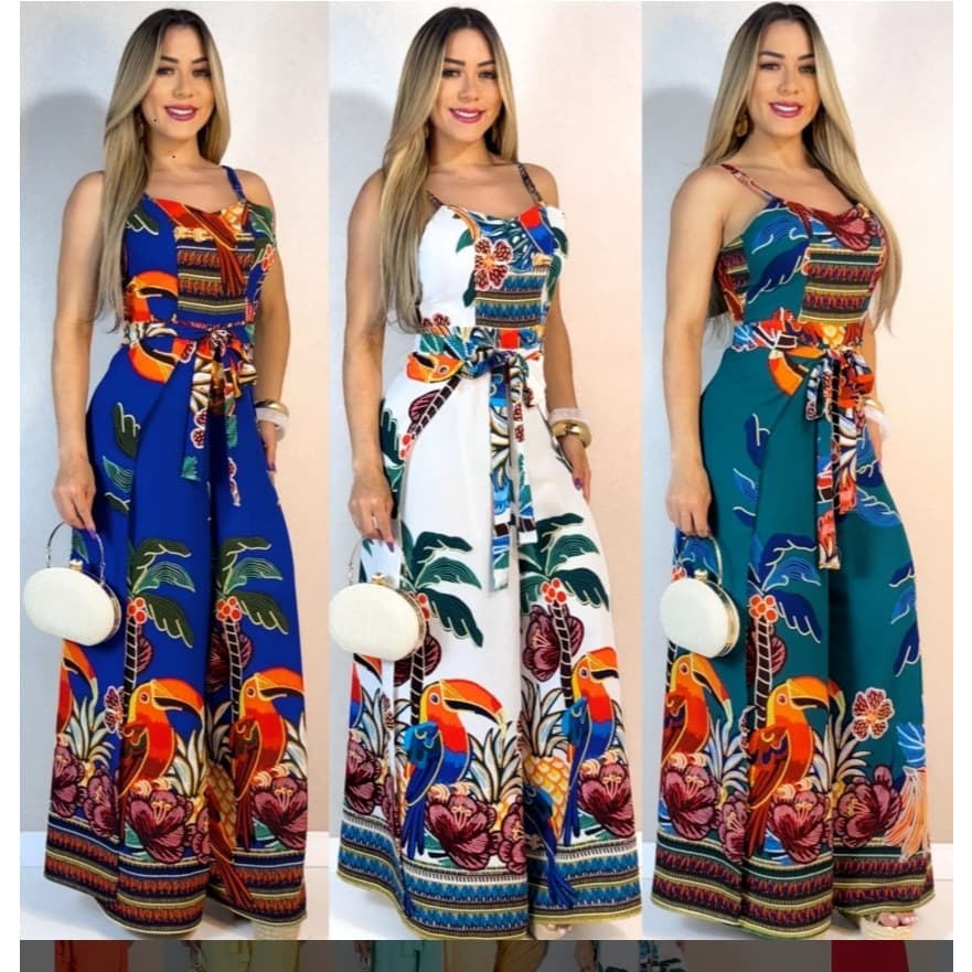 Macacão Feminino  Envelope Traspassado Com Alças Regulables Primavera 2026 Tecido Crepynho y Duna Liso