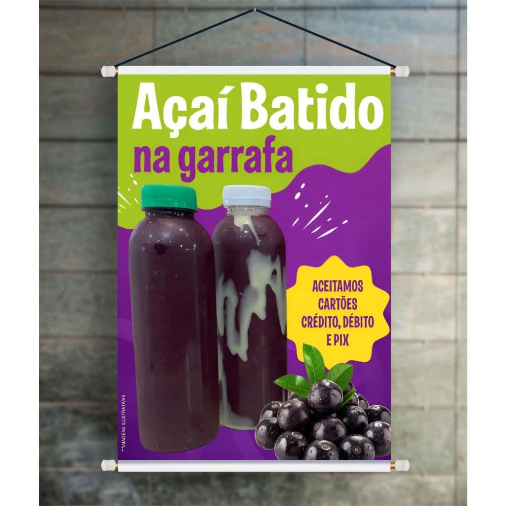 BANNER ARTE PRONTA - AÇAÍ BATIDO NA GARRAFA