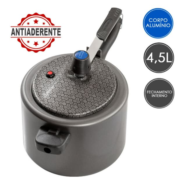 PANELA DE PRESSÃO 4,5 LITROS ANTIADERENTE- ALUMINIO RAMOS -SELO INMETRO-A- ENVIO IMEDIATO-