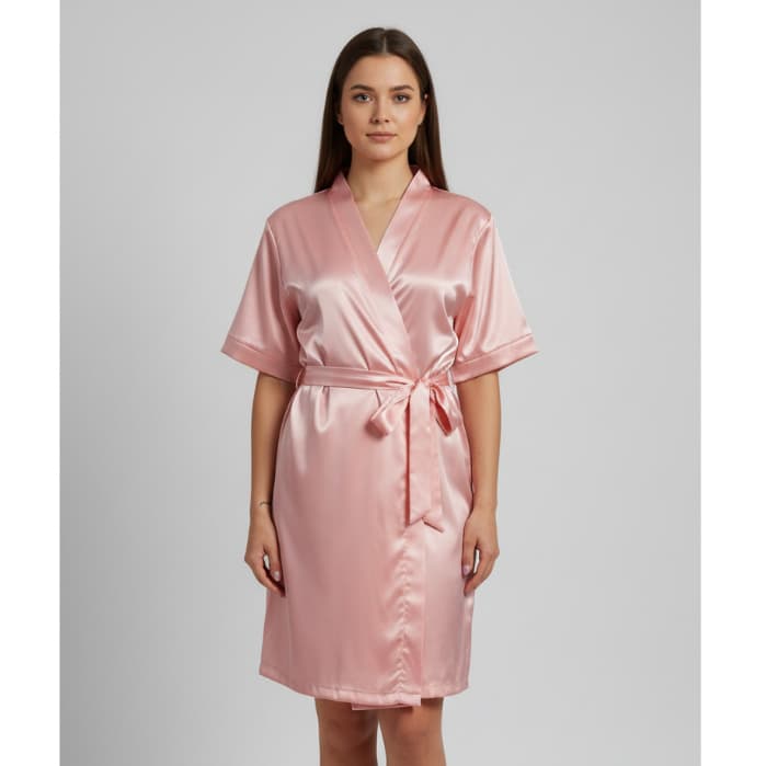 Robe Roupão de Cetim Manga Curta Sem Bordado Casamento Debutante Salão Leia a descrição do produto!