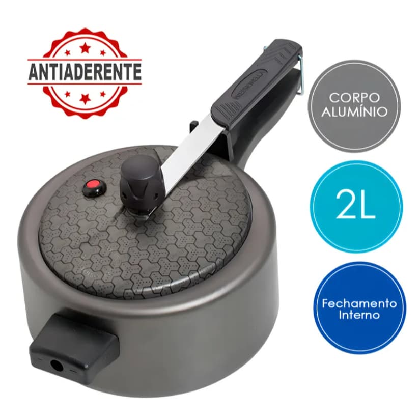 PANELA DE PRESSÃO-MINI- 2 LITROS ANTIADERENTE-RAMOS- SELO  INMETRO A + ENVIO EM 24 HORAS