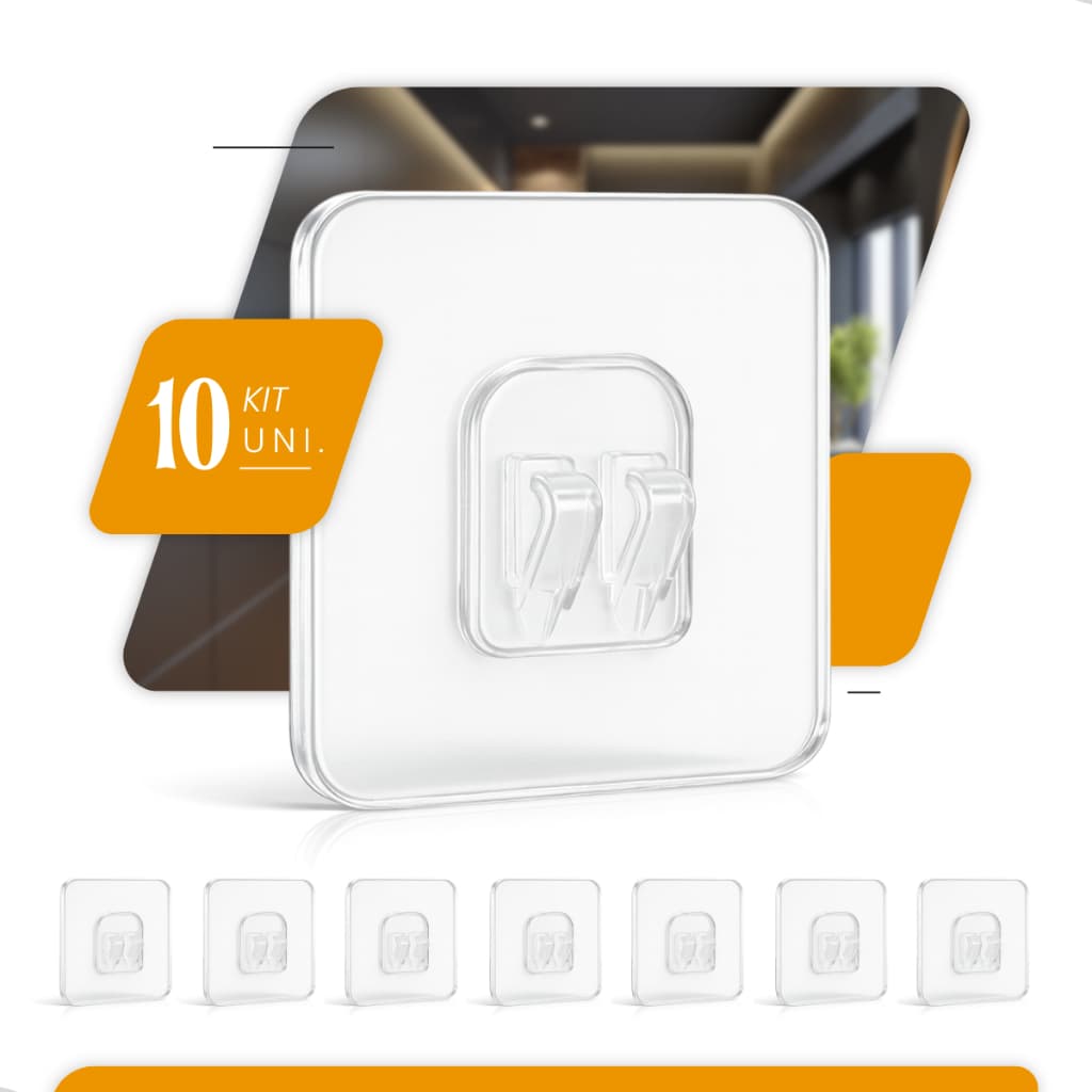 Gancho Auto-Adesivo Para Preteleita de Encaixe Transparente Parede