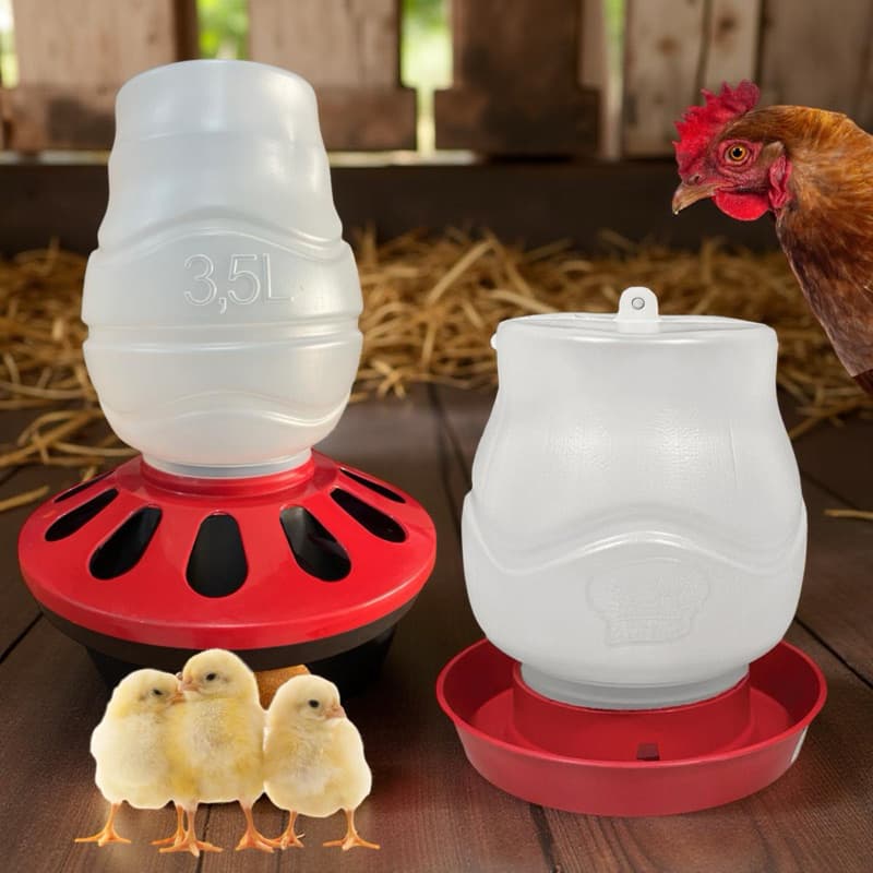 Kit Comedouro 3,5kg Automatico e Bebedouro 2lts Aves Galinha Pintinho
