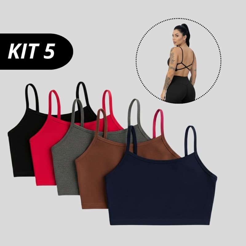 KIT 5 Top CRUZADO costa nua moda gringa confortável fitness academia casual