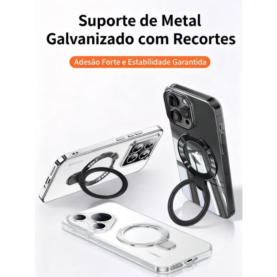 Suporte Integrado: Grude com 3M, Ajuste 180°, Use em Qualquer Lugar!