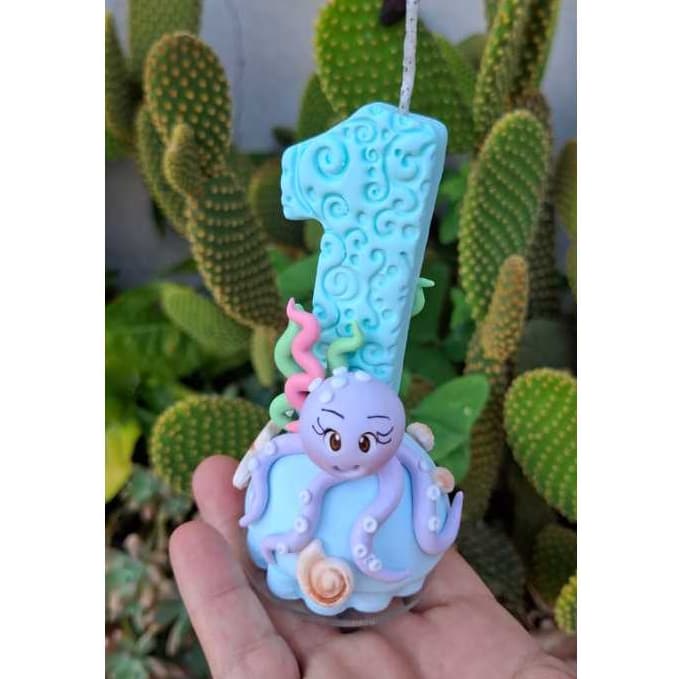 vela de aniversário fundo do mar  personalizada menina
