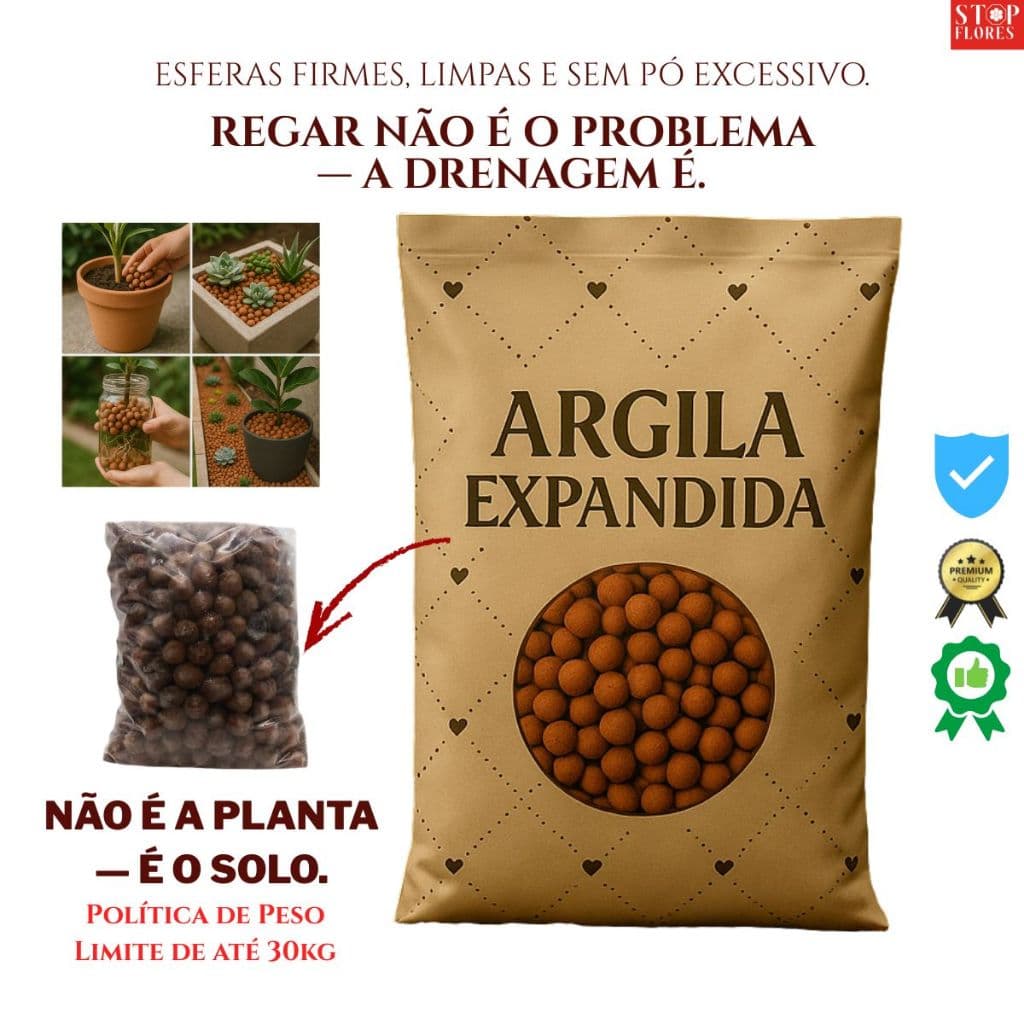 25 Litros Argila Expandida para Vasos e Jardim – Drenagem Ideal e Raízes Saudáveis