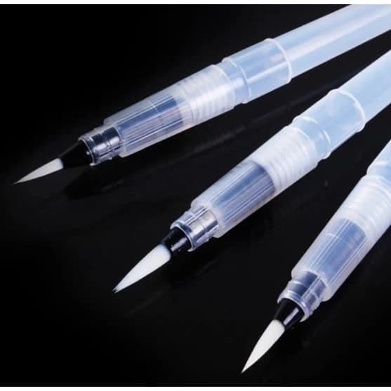 KIT C/3 Canetas D'Água Pincel Pistão Artesanato Aquarela Papelaria Canetas Tinteiros Artigo de Arte