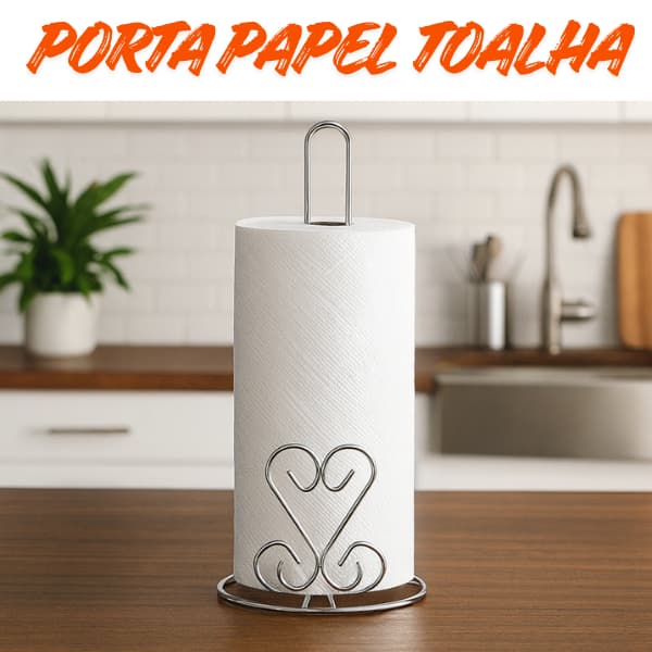 PORTA PAPEL TOALHA DE MESA CROMADO FORMATO DE CORAÇÃO ARAMADO